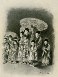 劇を見ている子供たち 作： Mortimer Ludington Menpes